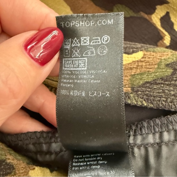 Topshop Brown Green Black Camouflage Straight Leg Pants - Picture 7 of 11